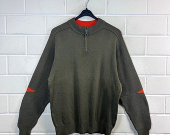 Pullover vintage Carlo Colucci taglia M maglione lavorato a maglia maglione Quarterzip anni '90 Y2K
