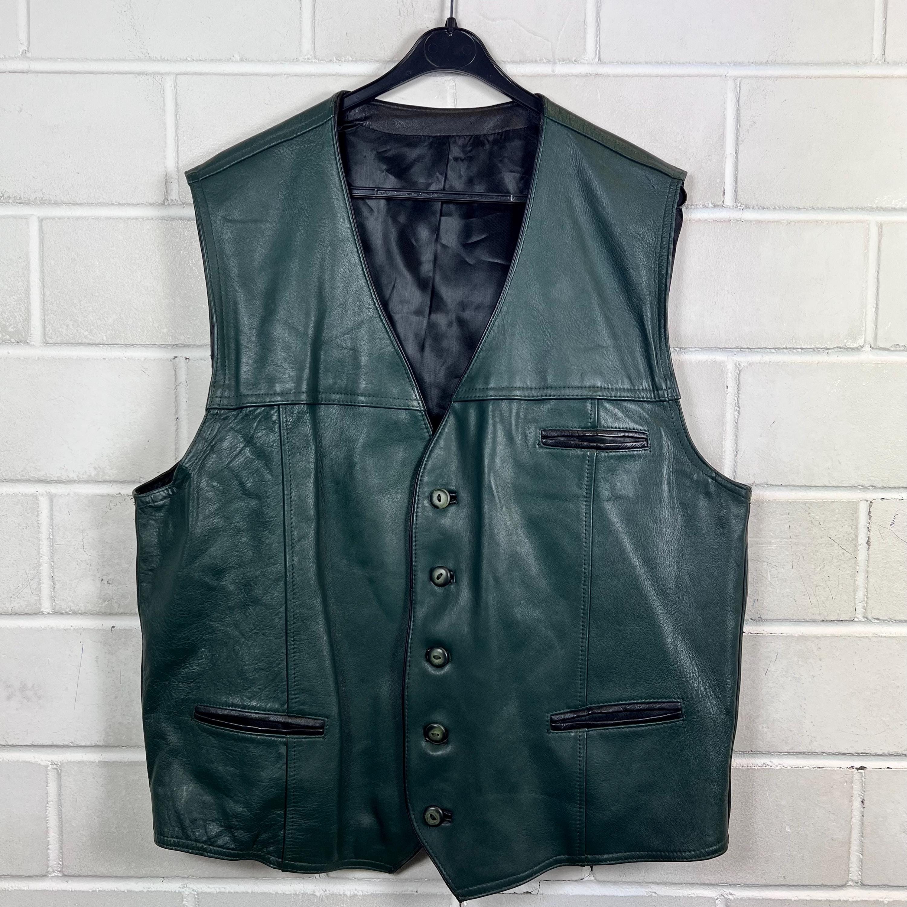 トップス Used Leather Vest Used Leather Vest Men - Etsy