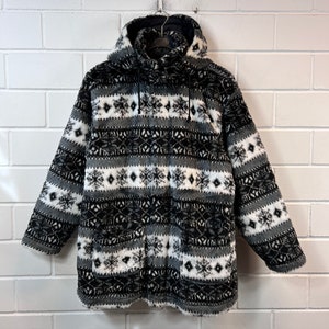 Chaqueta de polar vintage para mujer, talla S - M, chaqueta de polar con capucha, años 80 y 90