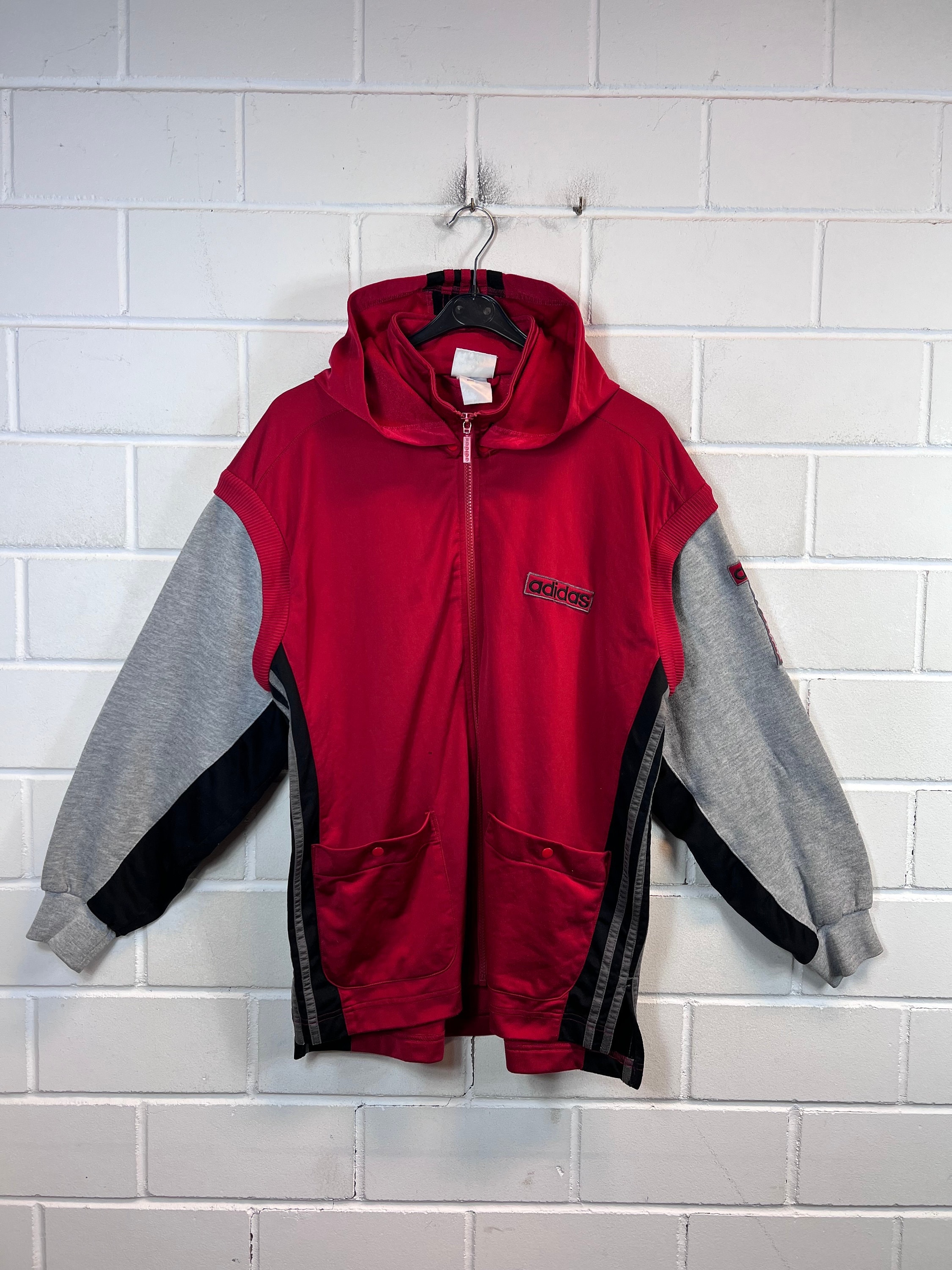 Vintage Adidas Size M Track Jacket Top Vest Hoodie 90s