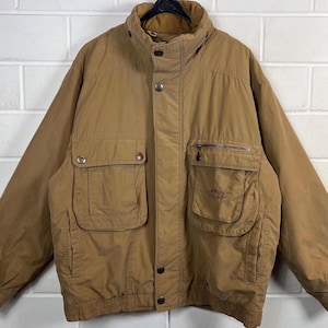 Vintage Camel Oversize Blouson Jacke – Size L / XL – gefütterte 90s Transitional Jacket – camel braun