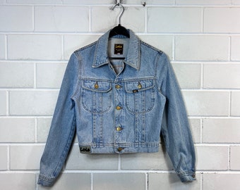 Vintage Women’s Size XS cropped Denim Jacket Jeansjacke light blue 80s 90s