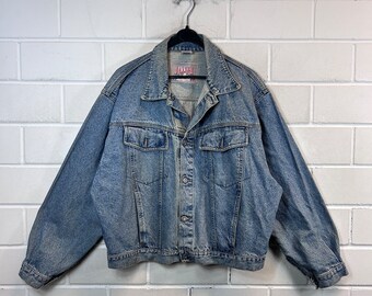 Giacca in denim vintage taglia L - XL da donna giacca in denim oversize azzurro anni '80 e '90