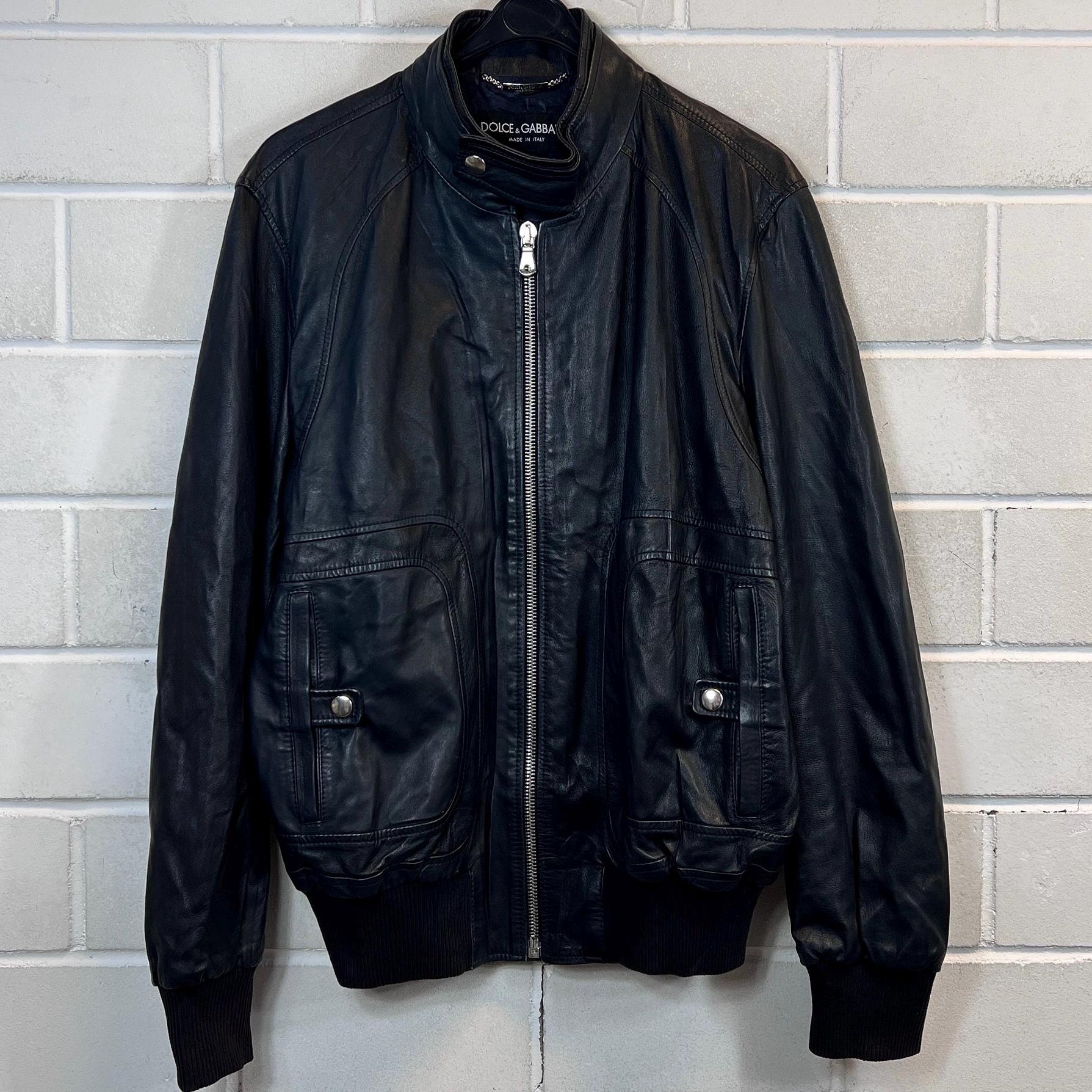Vintage Dolce & Gabbana Leather Bomber Jacket – Size L  display picture 3