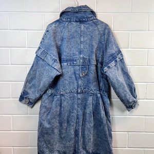 Vintage lined Denim Jacket Womens Size S M long Denim Coat Jeansmantel 80s 90s Bild 3