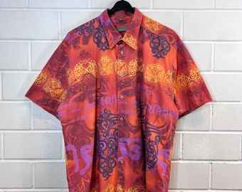 Vintage shirt size XL - XXL crazy pattern shirt shirt oversize unisex blouse short sleeves 80s 90s