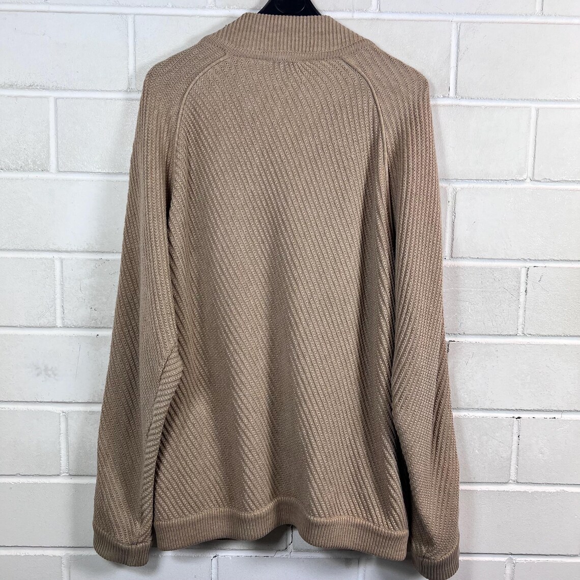 Vintage Baffo Cardigan Size M - L Basic Knit Jacket Knitwear camel 80s 90s, photo 2 sur 5