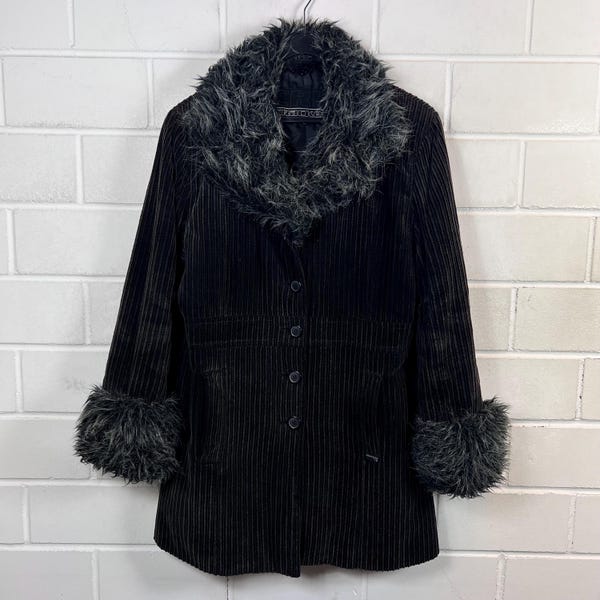 Vintage Women’s Size L lined Corduroy Jacket Coat Corduroy Jacket Fake Fur Penny Lane Y2K