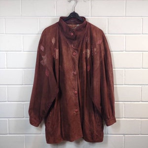 Vintage Women Size XL soft Suede Leather Jacket Coat Jacket Coat 80s 90s