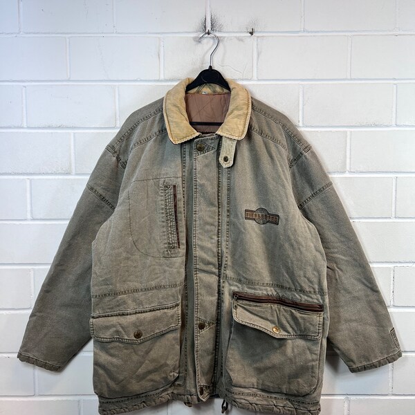 vintage Denim Parka Taille XL Jeans Veste Doublée Corduroy Col Sweat à capuche années 80 90