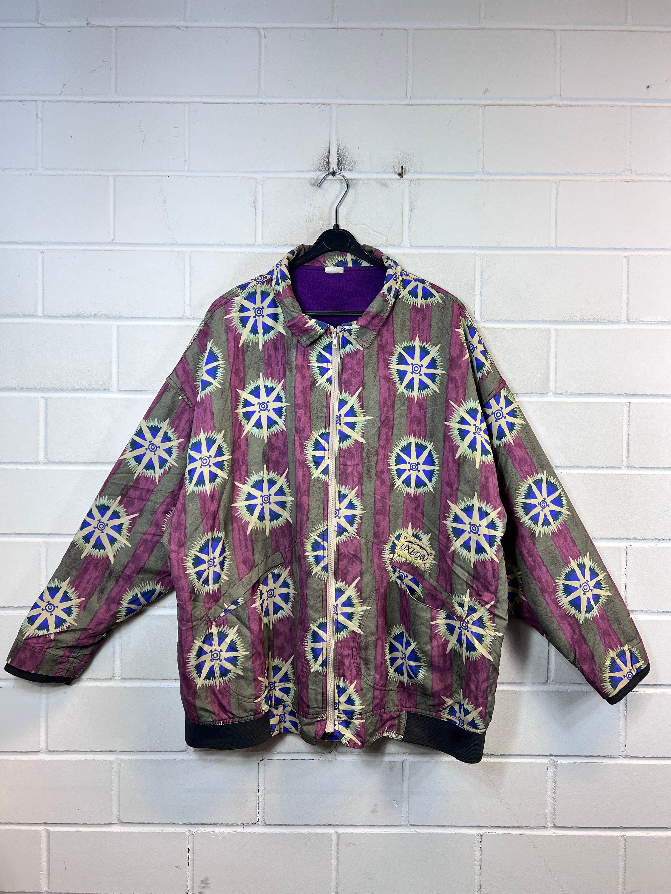 Vintage Oxbow Size L - XL Crazy Pattern Jacket Parka Fleece