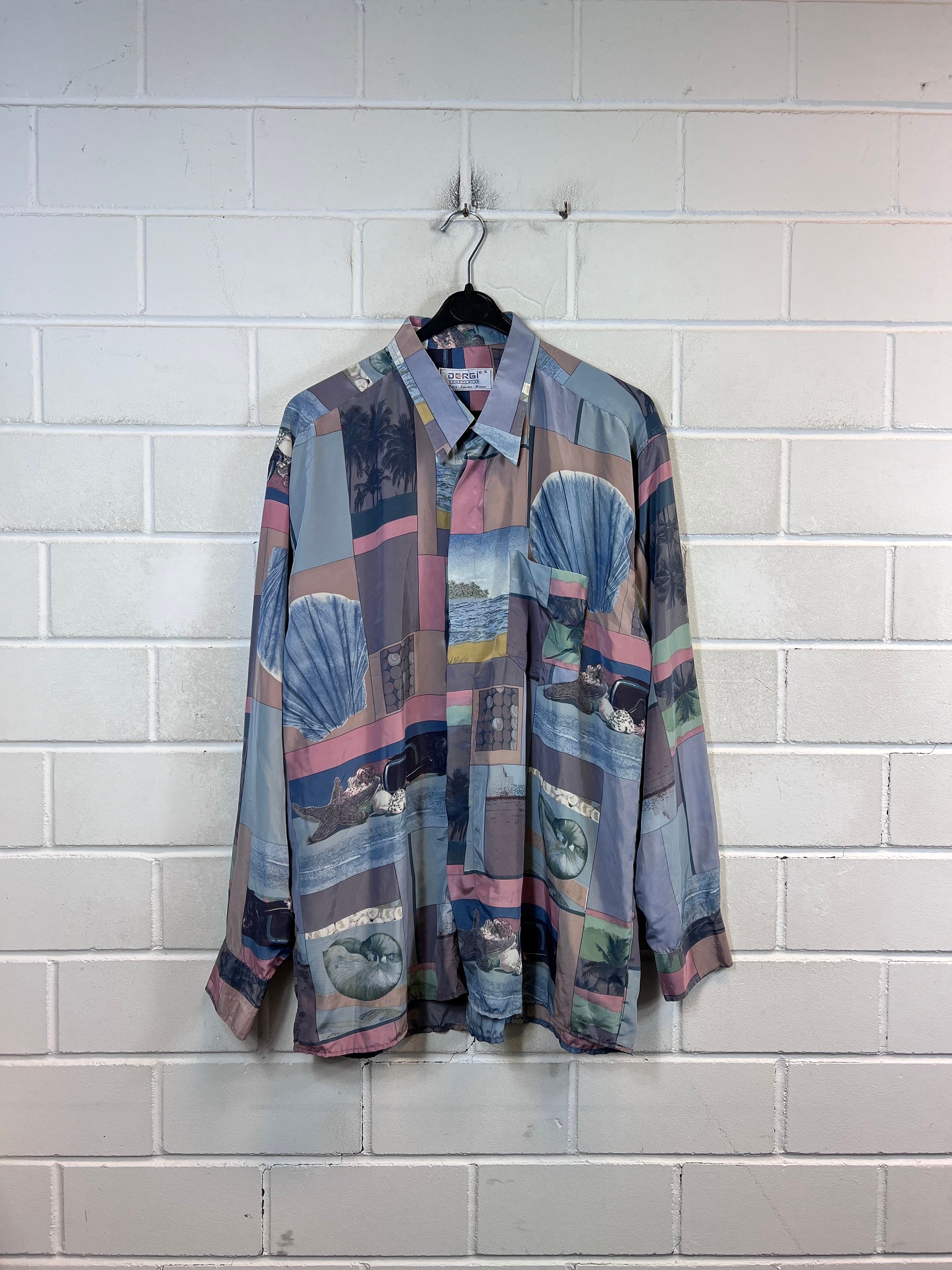 Lochie - lise / vintage 古着 / silk shirt Vintage Silk Shirt Size L Silk Shirt Unisex Oversize Short
