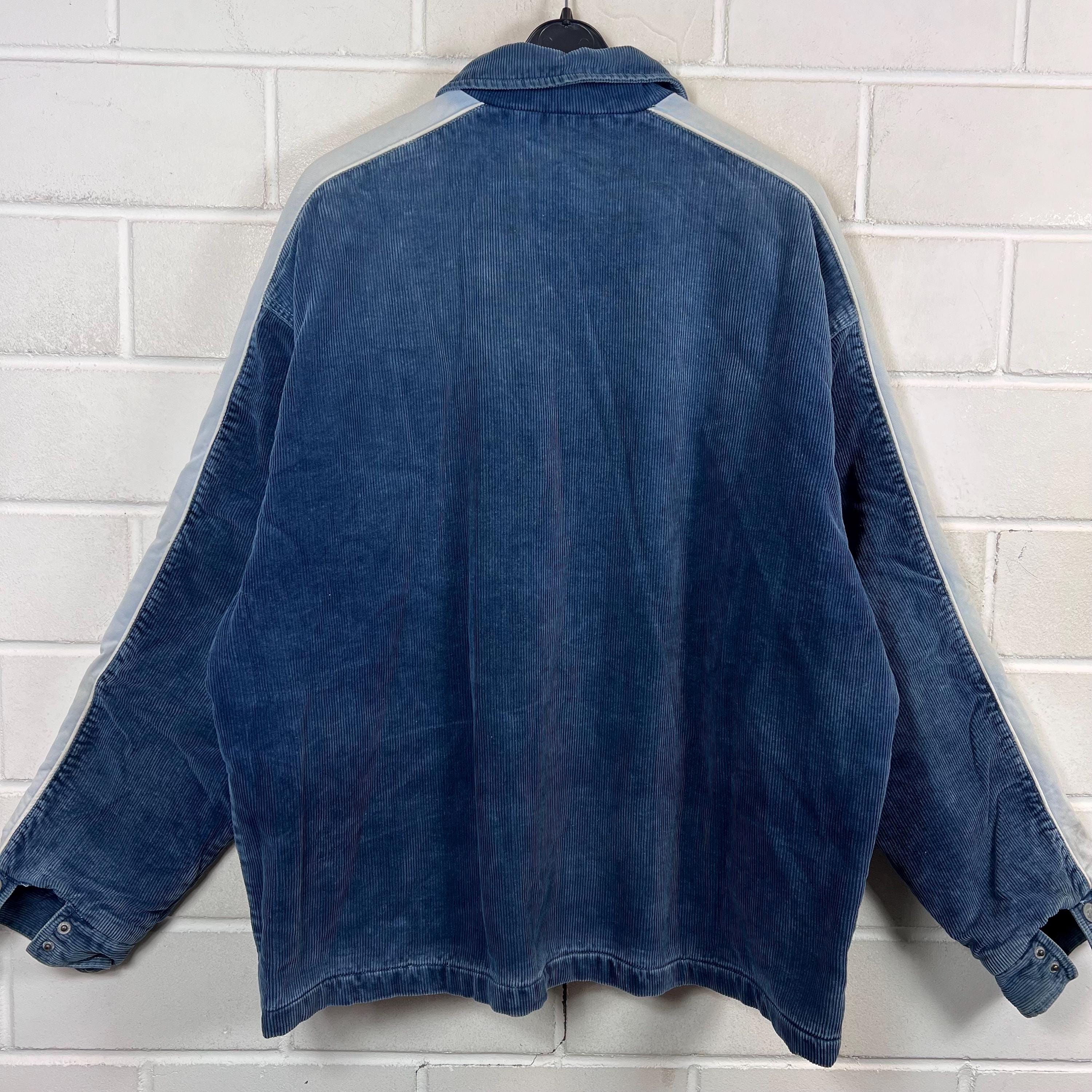 Y2K Fishbone Cord Jacket XL Vintage Blue Padded Skate Zip Jacket