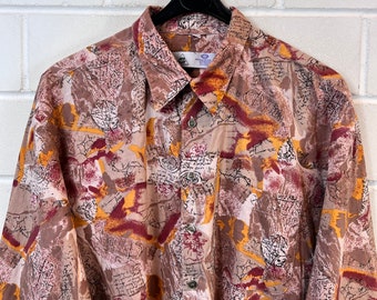Vintage Size XL crazy pattern Shirt Hemd Langarm 80s 90s