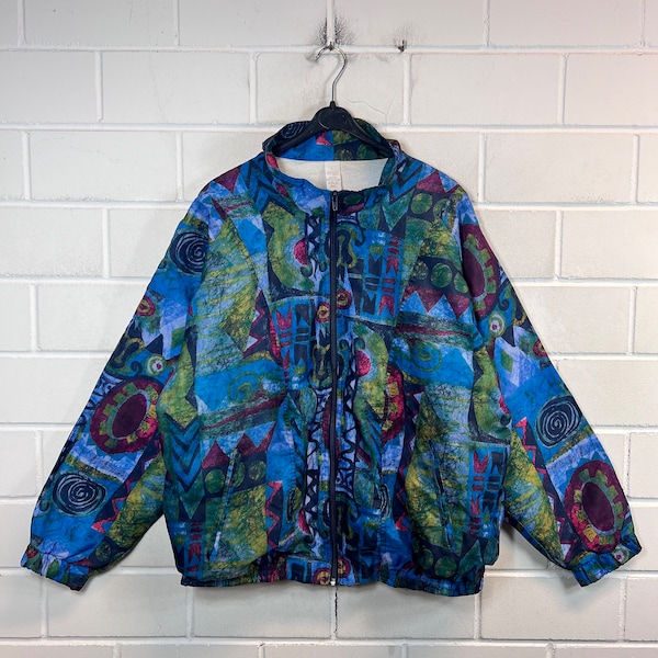 Vintage Size L crazy pattern Shelljacket Sportsjacket Windbreaker old School Jacket Retro 80s 90s