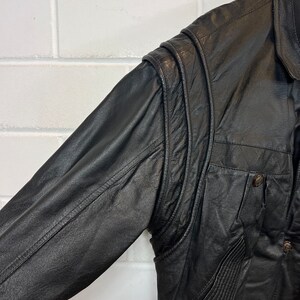 Giacca in pelle vintage Taglia M/L Giubbotto bomber in giubbotto in pelle nero anni '80 e '90 immagine 4