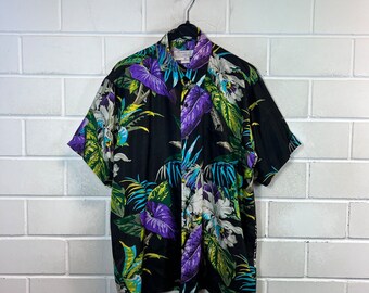 Vintage Hawaii Silk Shirt Size M/L Hawaiian Seide Hemd Kurzarm Shortsleeved 80s 90s