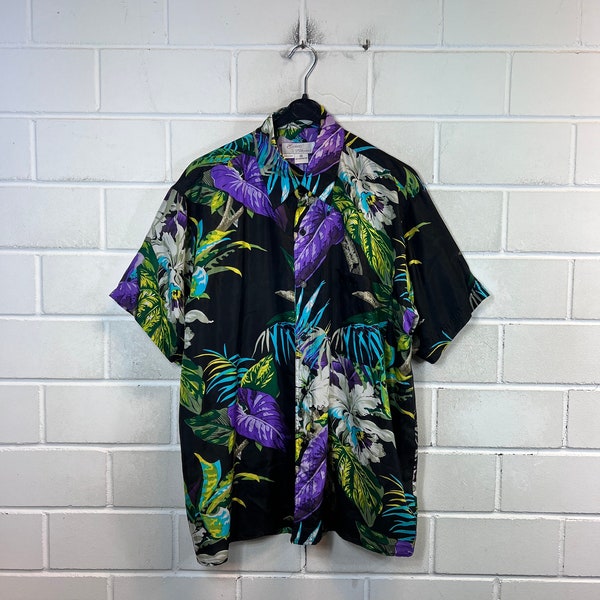 Vintage Hawaii Silk Shirt Size M/L Hawaiian Seide Hemd Kurzarm Shortsleeved 80s 90s