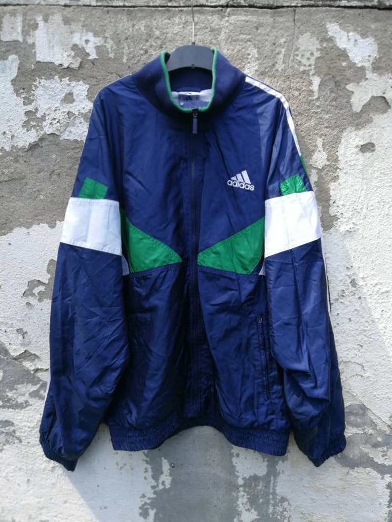 adidas blue and green windbreaker