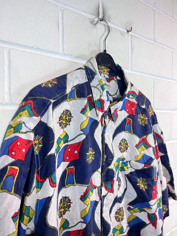 Vintage Silk Shirt Size L crazy pattern silk shir… - image 3