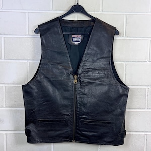 トップス Used Leather Vest Used Leather Vest Men - Etsy
