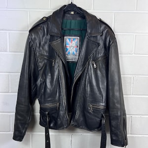 Veste en cuir de motard vintage lourde taille M veste en cuir veste en cuir de moto veste en cuir noire années 80 90
