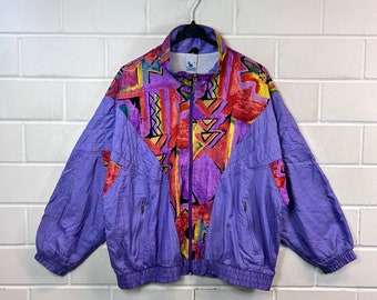 Vintage Women’s Size XL - XXL crazy pattern Shelljacket Sportsjacket Windbreaker old School Jacket 80s 90s