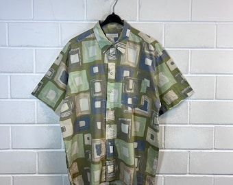 Vintage Shirt Size XL crazy pattern Shirt Hemd Kurzarm Shortsleeved pastell 80s 90s