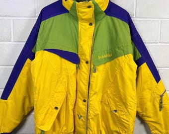 Kurtka narciarska Vintage Schöffel, damska, rozmiar XL – kurtka snowboardowa Colorblock z lat 90. – kurtka zimowa w stylu retro