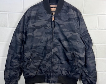 Camouflage MA 1 Miliraty Mens Bomber Jacket Reversible Size XL