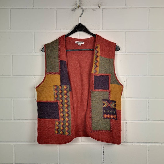 Vintage crazy pattern Vest Vest Hippie Festival 80s 90s Size M