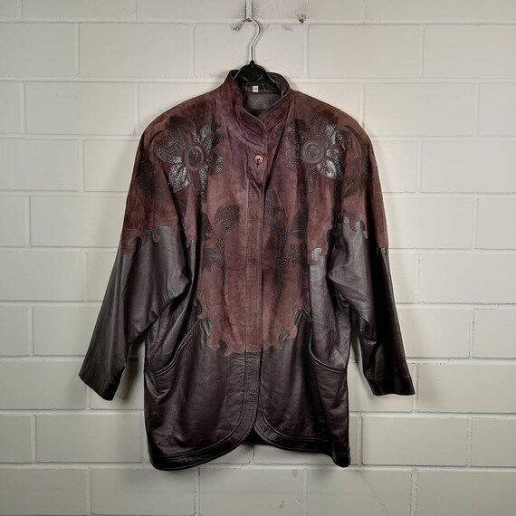 Vintage Women Size L/XL crazy pattern Leather Jack