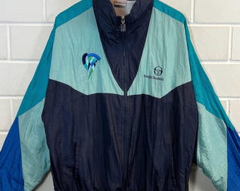 90s Sergio Tacchini Windbreaker Jacket L Oversize Shell Jacket