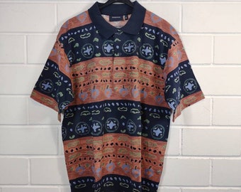 Vintage Size XL crazy pattern polo shirt polo shirt short sleeves 80s 90s