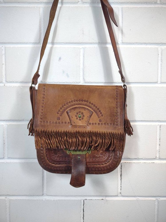 Buy Vintage Real Leather Bag Leather Bag Hippie Crossover 80s 90s 