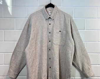 Vintage Wool Shirt Size XL woven Basic Shirt Hemd Langarm Longsleeved 80s 90s