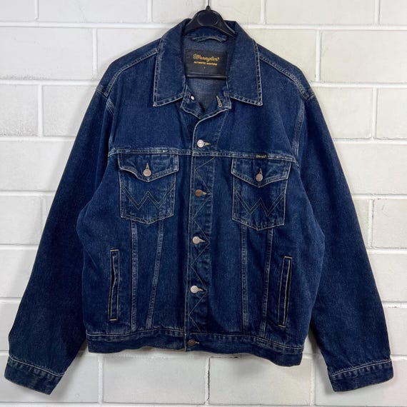 Vintage Wrangler Size L Denim Jacket Jeansjacke Dark Blue 80s 90s