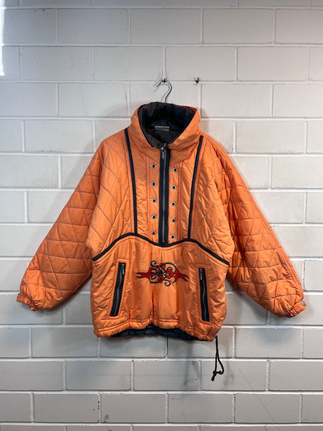 Vintage Killtec Womens Size S M Ski Jacket Quilted Halfzip Orange 80s