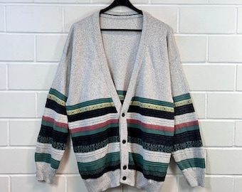 Vintage Cardigan Gr L crazy pattern 80s 90s