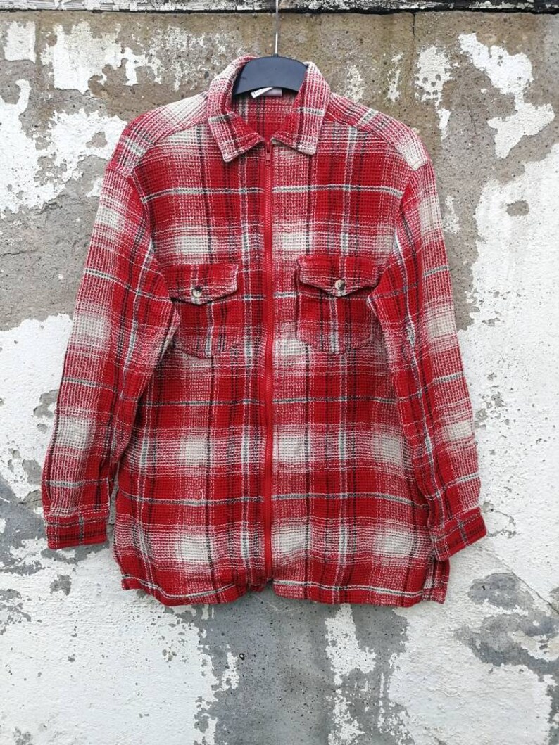 Vintage Cotton Shirt Shirt Long Sleeves Cheered 80s 90s Size M