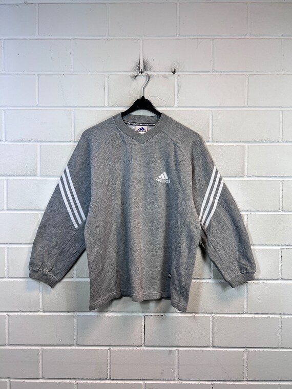 Vintage Adidas taglia XS S felpa maglione pullover con scollo a V anni 80 anni 90