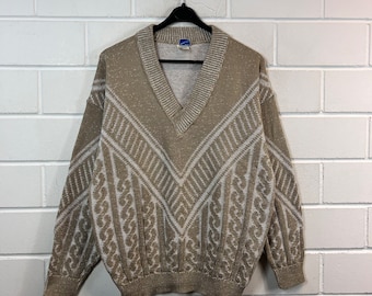 Vintage Sweater Size S crazy pattern Sweater V-Neck 80s 90s