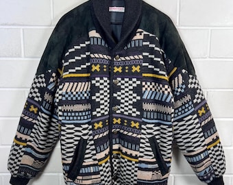 1980s Knit Jacket Men's Wool Jacket Colorful Club Uomo Italy Men's