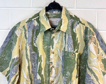 Vintage Size L crazy pattern Shirt Short Sleeve 80s 90s