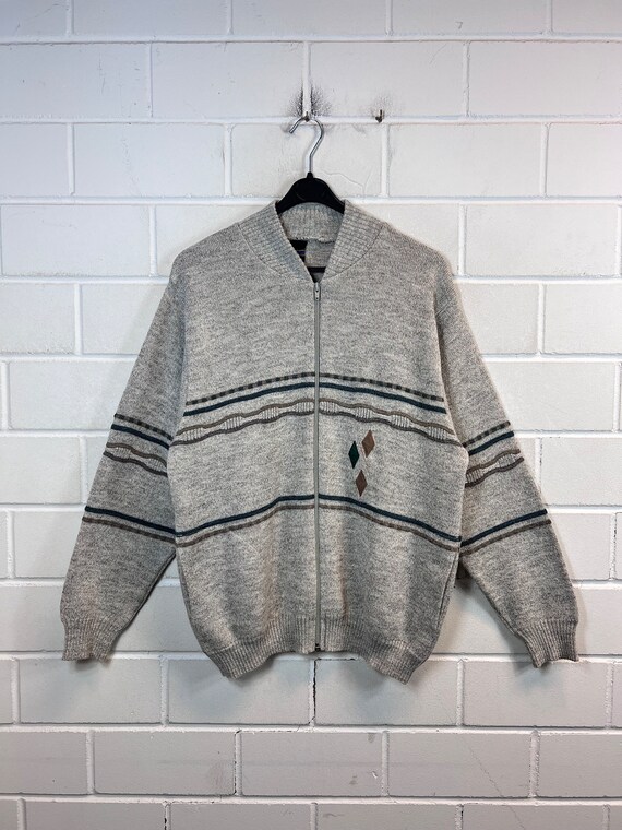 Vintage Westbury Cardigan Size M Pattern Knit Jacket Zipper 80s  