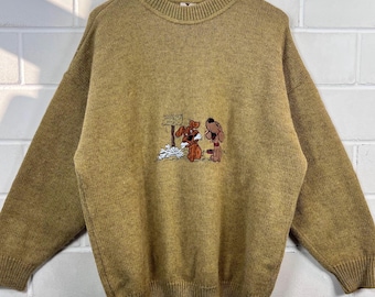 Vintage Sweater Size M/L Knit Sweater Knitted Sweater Embroidery 80s 90s