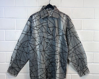 Vintage Shirt Size L crazy pattern Shirt Hemd Langarm abstract unisex 80s 90s
