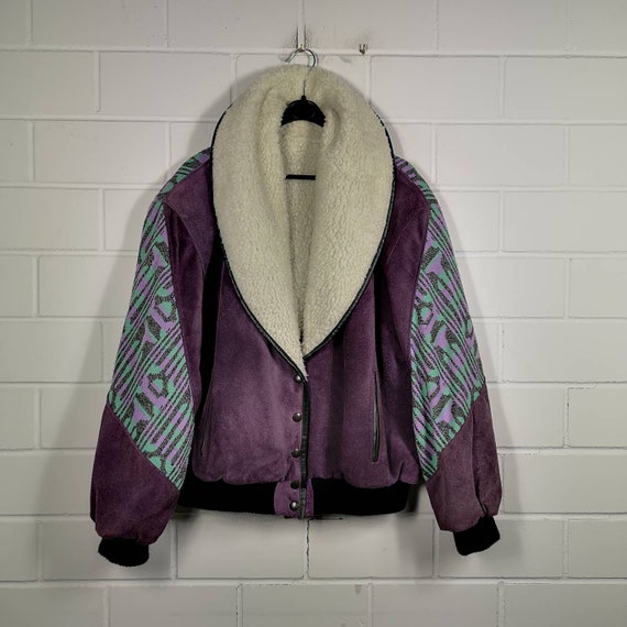 Vintage Women Size L/XL crazy pattern Navajo Suede