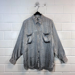 Vintage Tom Tailor Shirt Size L Viscose Shirt Hemd unisex Bluse Langarmshirt Longsleeved shiny 80s 90s Bild 1