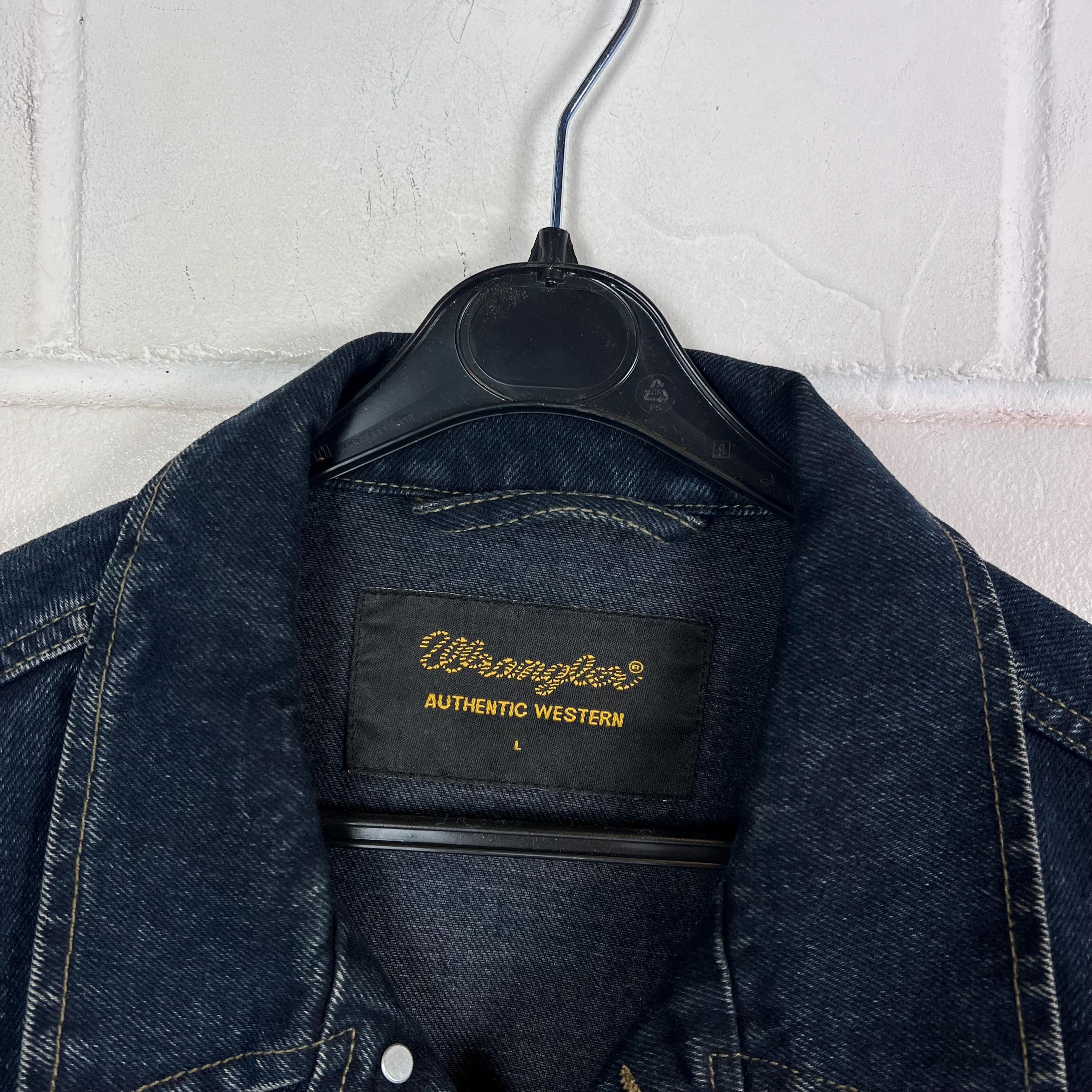 Vintage Wrangler Size L Denim Jacket Jeansjacke Dark Blue 80s 90s